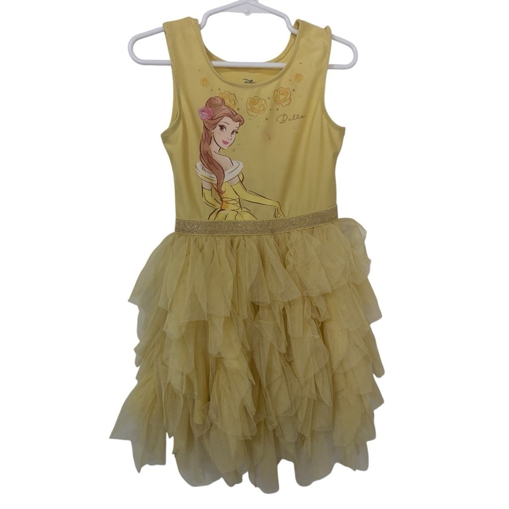 3/$15 Disney Princess Belle Kids Costume tulle layered Dress - Yellow 3T